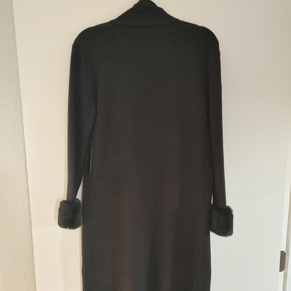 Max Sport Sweater Coat Jacket Duster with faux fur - Size Small - Color black. - Picture 4 of 8